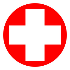 Red cross icon on white background