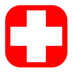 Red cross icon on white background