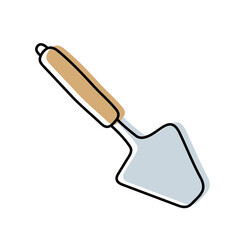 Spatula. Kitchenware sketch. Doodle line vector kitchen utensil and tool. Cutlery illustration