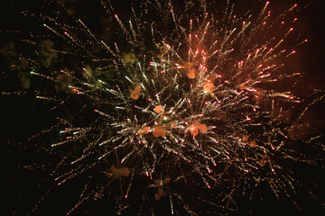 fireworks exploding in the sky during celebration at local holiday
