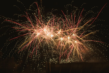 fireworks exploding in the sky during celebration at local holiday