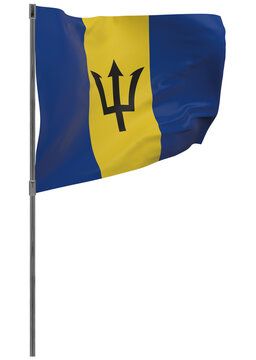 Barbados flag on pole isolated