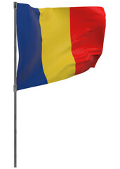 Chad flag on pole isolated