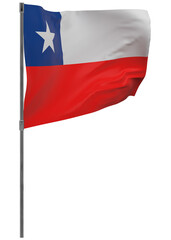 Chile flag on pole isolated