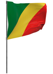 Congo flag on pole isolated