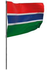 Gambia flag on pole isolated