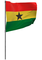 Ghana flag on pole isolated