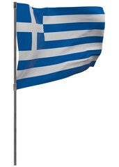 Greece flag on pole isolated