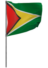 Fototapeta na wymiar Guyana flag on pole isolated