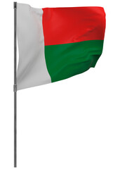 Madagascar flag on pole isolated