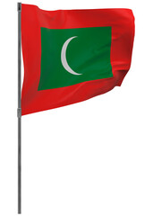 Maldives flag on pole isolated