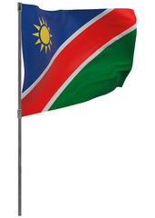 Namibia flag on pole isolated