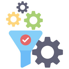 Gears with funnel, icon for funnel setting