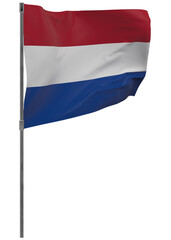 netherlands flag on pole isolated