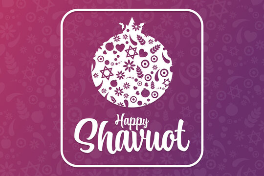 Happy Shavuot. Holiday concept. Template for background, banner, card, poster with text inscription. Vector EPS10 illustration.
