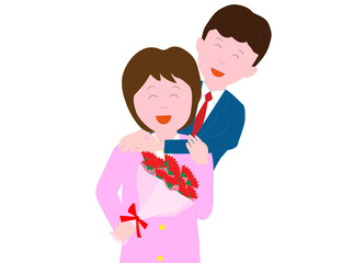 高校生の子供から母の日に花束をもらった女性