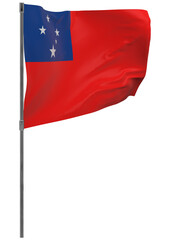 Samoa flag on pole isolated
