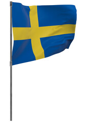 Sweden flag on pole isolated