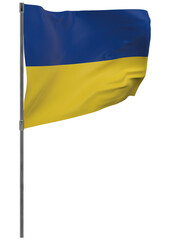 Ukraine flag on pole isolated