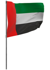 united arab emirates flag on pole isolated
