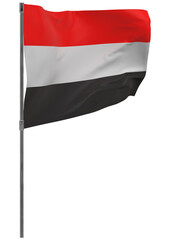 Fototapeta na wymiar yemen flag on pole isolated