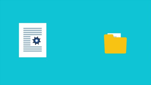 Online document management software concept. Organize office document, video animation.