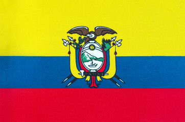 fabric of the national flag of Ecuador close-up