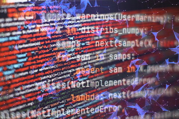 Notebook closeup photo. CSS, JavaScript and HTML usage. Monitor closeup of function source code....