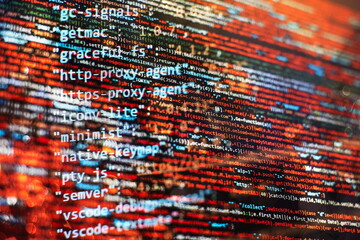 Server logs analysis. Closeup developing programming and coding technologies. Developer working on...
