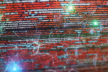 Server logs analysis. Closeup developing programming and coding technologies. Developer working on...
