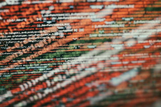 Server logs analysis. Closeup developing programming and coding technologies. Developer working on web sites codes in office.