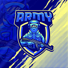 Army soldier mascot logo design illustration
