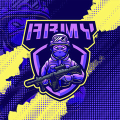 Obraz premium Army soldier mascot logo design illustration