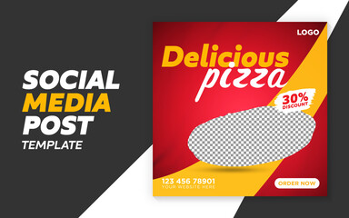 Obraz premium Delicious pizza food menu promotion social media post banner template