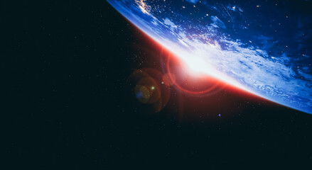 Planet earth globe view from space showing realistic earth surface and world map as in outer space point of view . Elements of this image furnished by NASA planet earth from space photos.