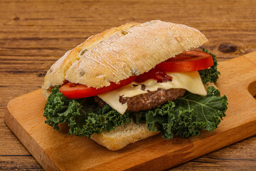 Italian ciabatta bread with burger