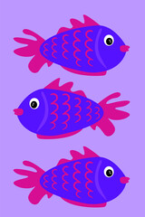 illustration of a fish, wall decoration, modern flat design