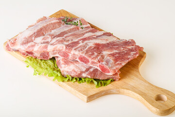 Raw pork ribs for cooking