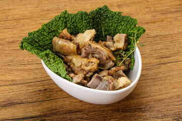 Baled lamb meat in the bowl