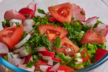 delicious appetizing vegetarian salad in a plate