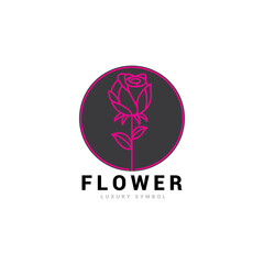 fancy flower logo with line art style.