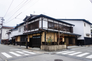 Fototapeta premium Hida Furukawa village in Hida, Gifu prefecture, Japan.