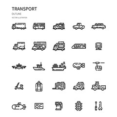 Transport outline icon set. Icon for website, application, print, poster design, etc.