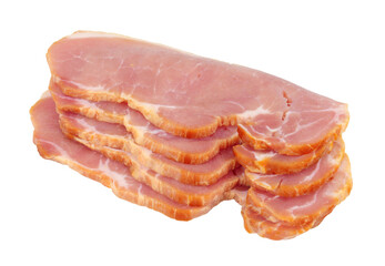 Raw smoked bacon medallion rashers isolated on a white background