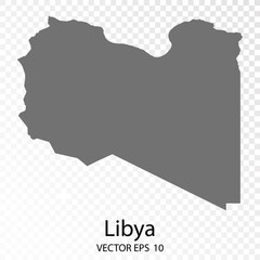  Transparent - High Detailed Grey Map of Libya. Vector eps10.  - obrazy, fototapety, plakaty