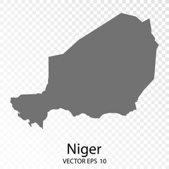 Transparent - High Detailed Grey Map of Niger. Vector Eps10. - obrazy, fototapety, plakaty