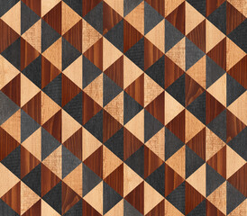 Seamless wooden background. Parquet floor texture with triangular pattern. 