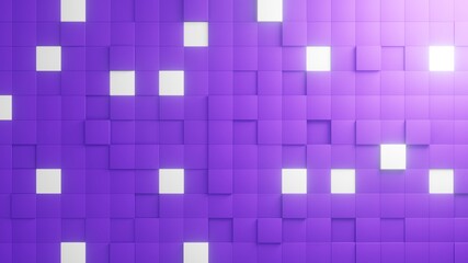 irregular abstract cube background. 3D illustration with purple and white color