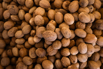 Pieces of walnut as an abstract background texture