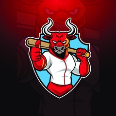 Bulls Baseball Mascot Logo Free Vector